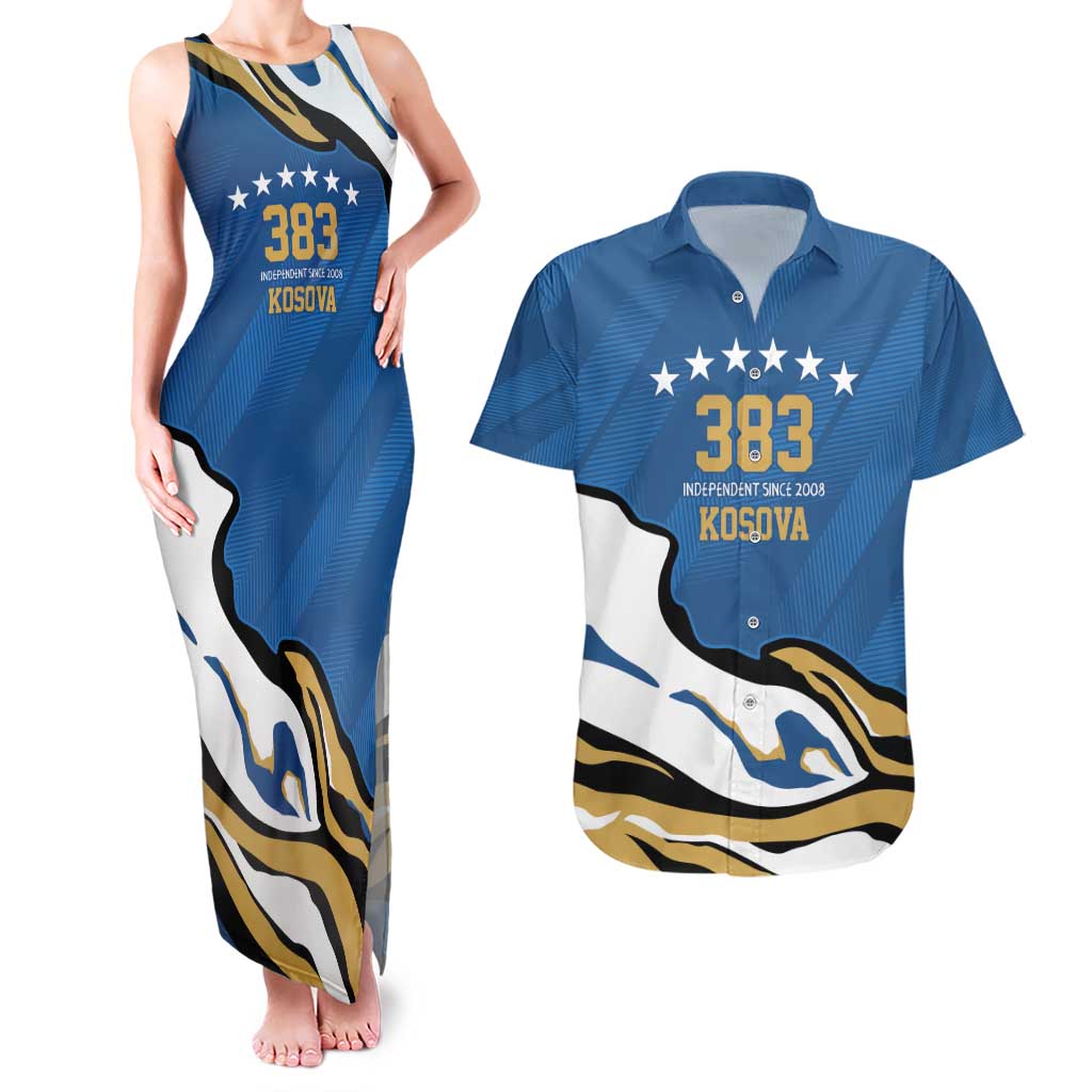 Personalized Kosova Nje Komb Nje Gjak Couples Matching Tank Maxi Dress and Hawaiian Shirt Kosova 383 Independent Sice 2008 - Wonder Print Shop