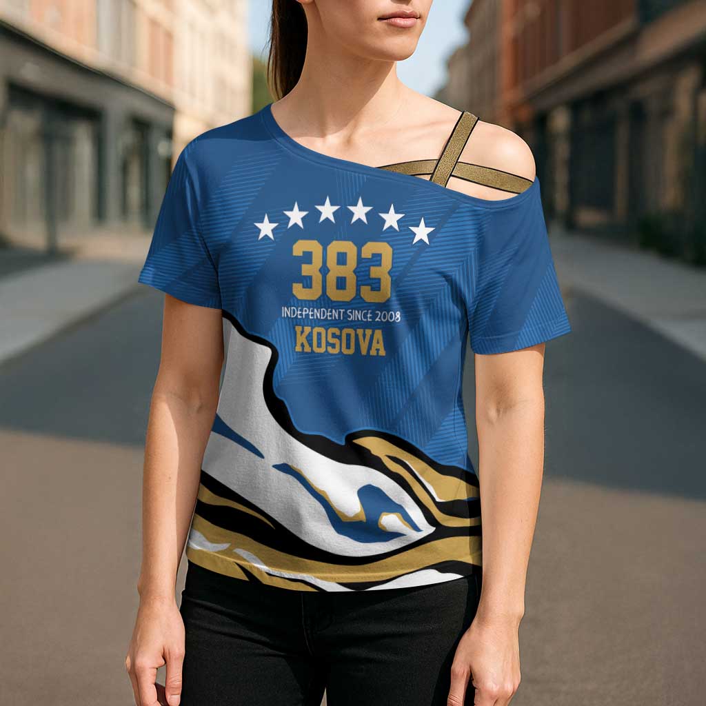 Personalized Kosova Nje Komb Nje Gjak Cross Shoulder Shirt Kosova 383 Independent Sice 2008 - Wonder Print Shop