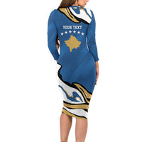 Personalized Kosova Nje Komb Nje Gjak Family Matching Long Sleeve Bodycon Dress and Hawaiian Shirt Kosova 383 Independent Sice 2008 - Wonder Print Shop