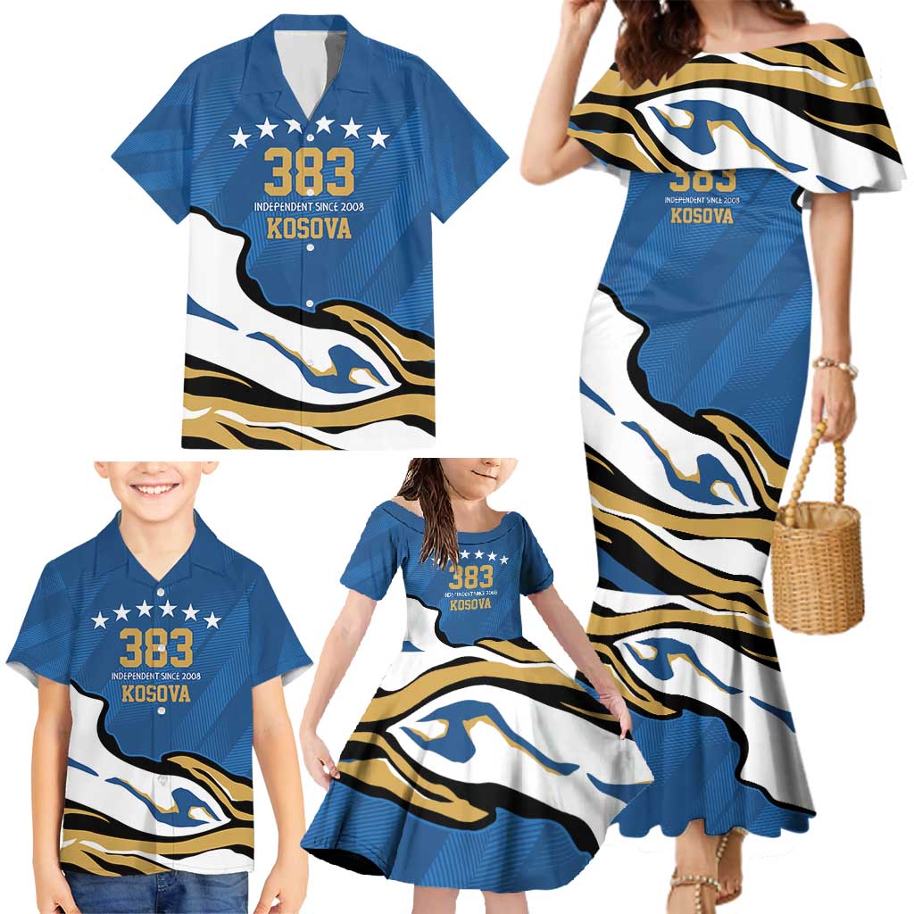 Personalized Kosova Nje Komb Nje Gjak Family Matching Mermaid Dress and Hawaiian Shirt Kosova 383 Independent Sice 2008 - Wonder Print Shop