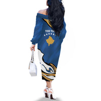 Personalized Kosova Nje Komb Nje Gjak Family Matching Off The Shoulder Long Sleeve Dress and Hawaiian Shirt Kosova 383 Independent Sice 2008 - Wonder Print Shop