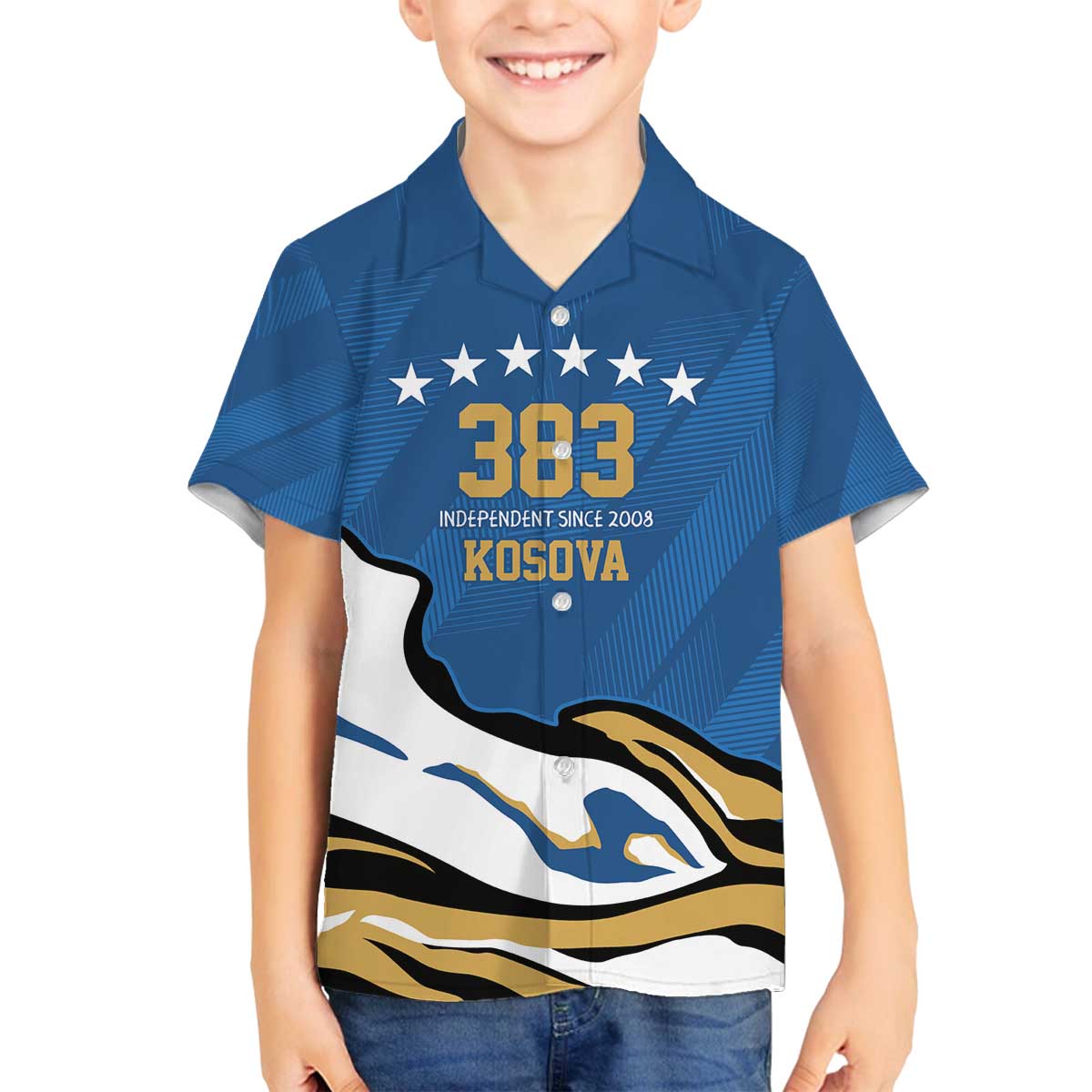 Personalized Kosova Nje Komb Nje Gjak Family Matching Off The Shoulder Long Sleeve Dress and Hawaiian Shirt Kosova 383 Independent Sice 2008 - Wonder Print Shop