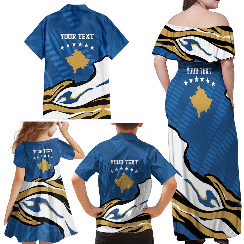 Personalized Kosova Nje Komb Nje Gjak Family Matching Off Shoulder Maxi Dress and Hawaiian Shirt Kosova 383 Independent Sice 2008 - Wonder Print Shop