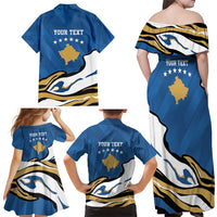 Personalized Kosova Nje Komb Nje Gjak Family Matching Off Shoulder Maxi Dress and Hawaiian Shirt Kosova 383 Independent Sice 2008 - Wonder Print Shop