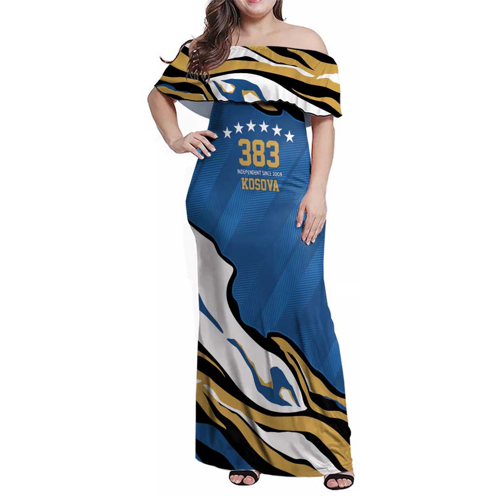 Personalized Kosova Nje Komb Nje Gjak Family Matching Off Shoulder Maxi Dress and Hawaiian Shirt Kosova 383 Independent Sice 2008 - Wonder Print Shop