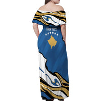 Personalized Kosova Nje Komb Nje Gjak Family Matching Off Shoulder Maxi Dress and Hawaiian Shirt Kosova 383 Independent Sice 2008 - Wonder Print Shop
