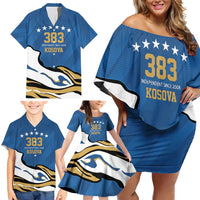 Personalized Kosova Nje Komb Nje Gjak Family Matching Off Shoulder Short Dress and Hawaiian Shirt Kosova 383 Independent Sice 2008 - Wonder Print Shop