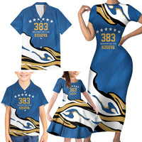 Personalized Kosova Nje Komb Nje Gjak Family Matching Short Sleeve Bodycon Dress and Hawaiian Shirt Kosova 383 Independent Sice 2008 - Wonder Print Shop