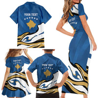 Personalized Kosova Nje Komb Nje Gjak Family Matching Short Sleeve Bodycon Dress and Hawaiian Shirt Kosova 383 Independent Sice 2008 - Wonder Print Shop