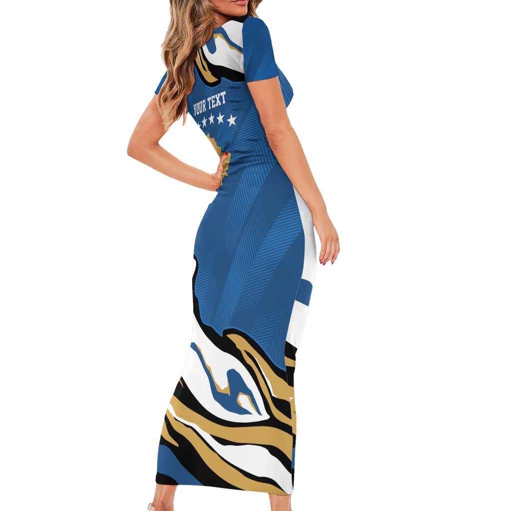 Personalized Kosova Nje Komb Nje Gjak Family Matching Short Sleeve Bodycon Dress and Hawaiian Shirt Kosova 383 Independent Sice 2008 - Wonder Print Shop