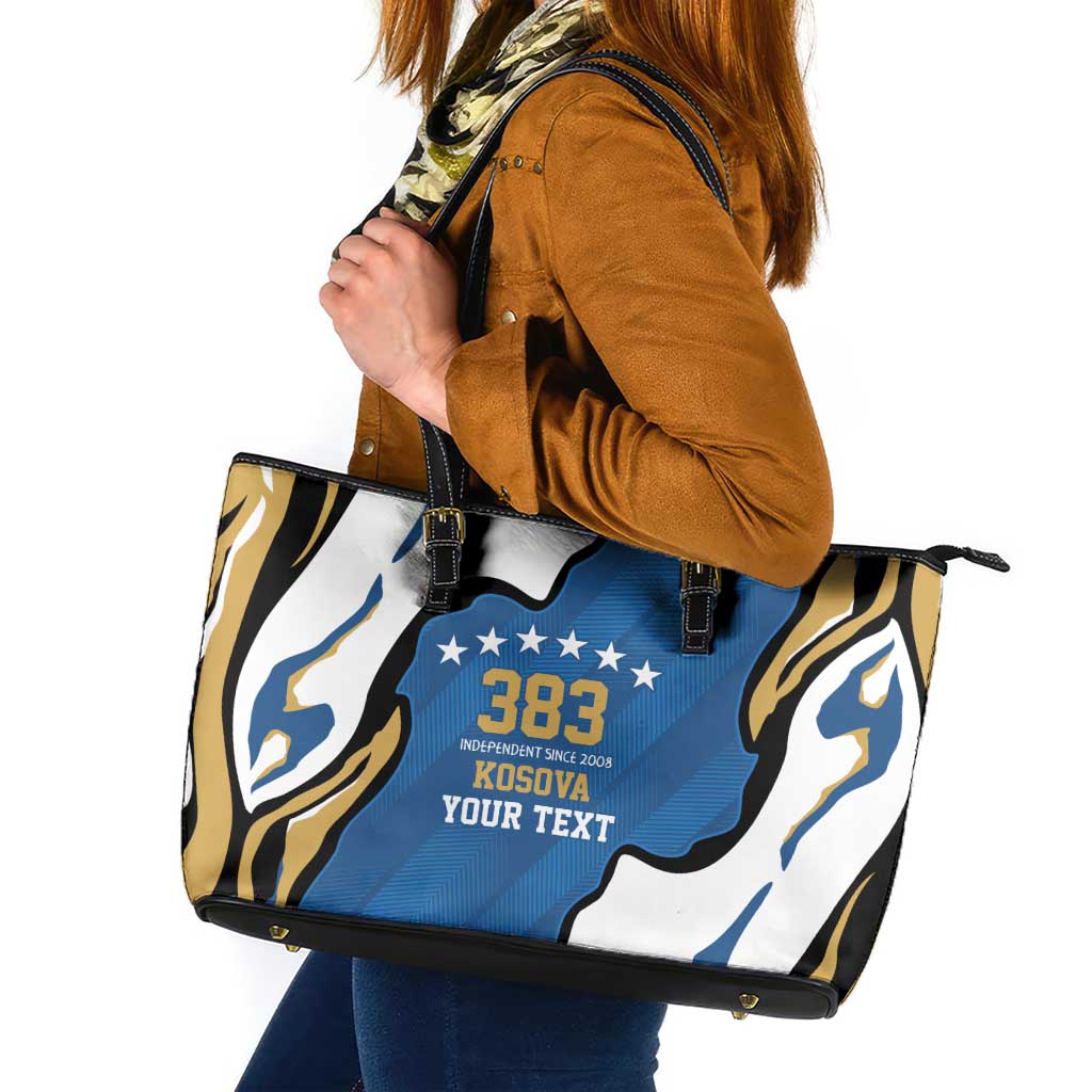 Personalized Kosova Nje Komb Nje Gjak Leather Tote Bag Kosova 383 Independent Sice 2008 - Wonder Print Shop