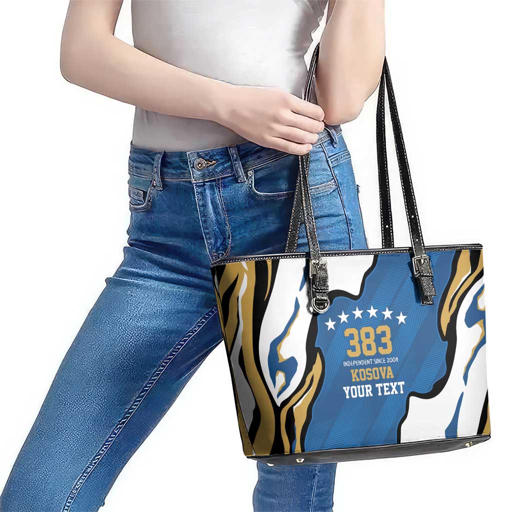 Personalized Kosova Nje Komb Nje Gjak Leather Tote Bag Kosova 383 Independent Sice 2008 - Wonder Print Shop