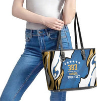 Personalized Kosova Nje Komb Nje Gjak Leather Tote Bag Kosova 383 Independent Sice 2008 - Wonder Print Shop