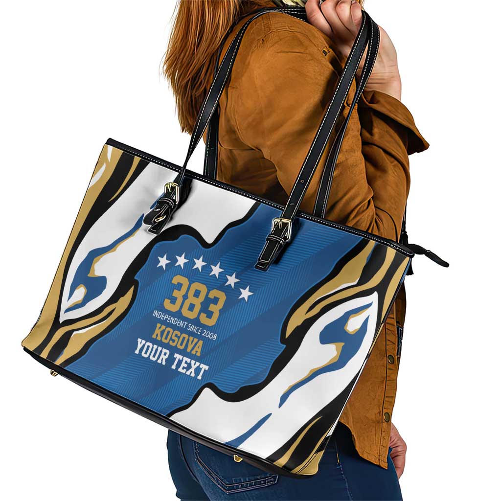Personalized Kosova Nje Komb Nje Gjak Leather Tote Bag Kosova 383 Independent Sice 2008 - Wonder Print Shop