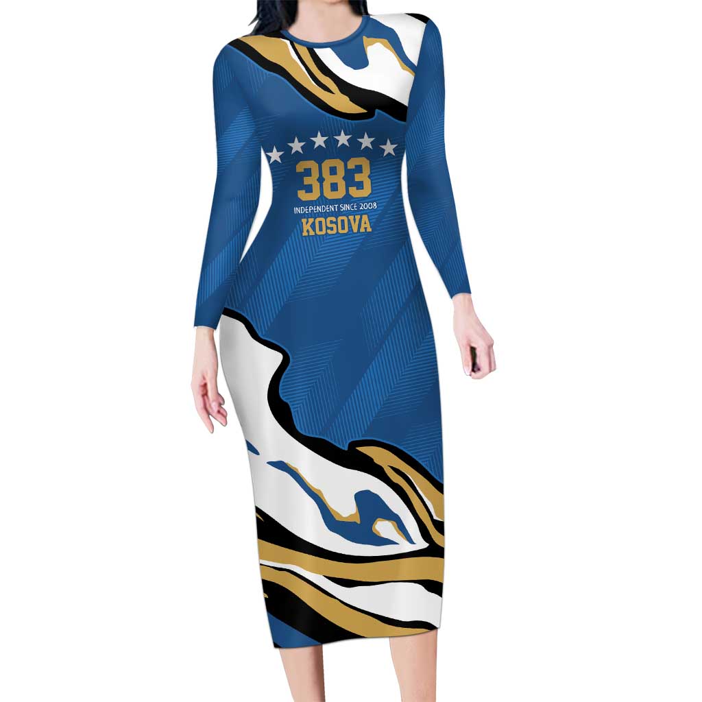 Personalized Kosova Nje Komb Nje Gjak Long Sleeve Bodycon Dress Kosova 383 Independent Sice 2008 - Wonder Print Shop