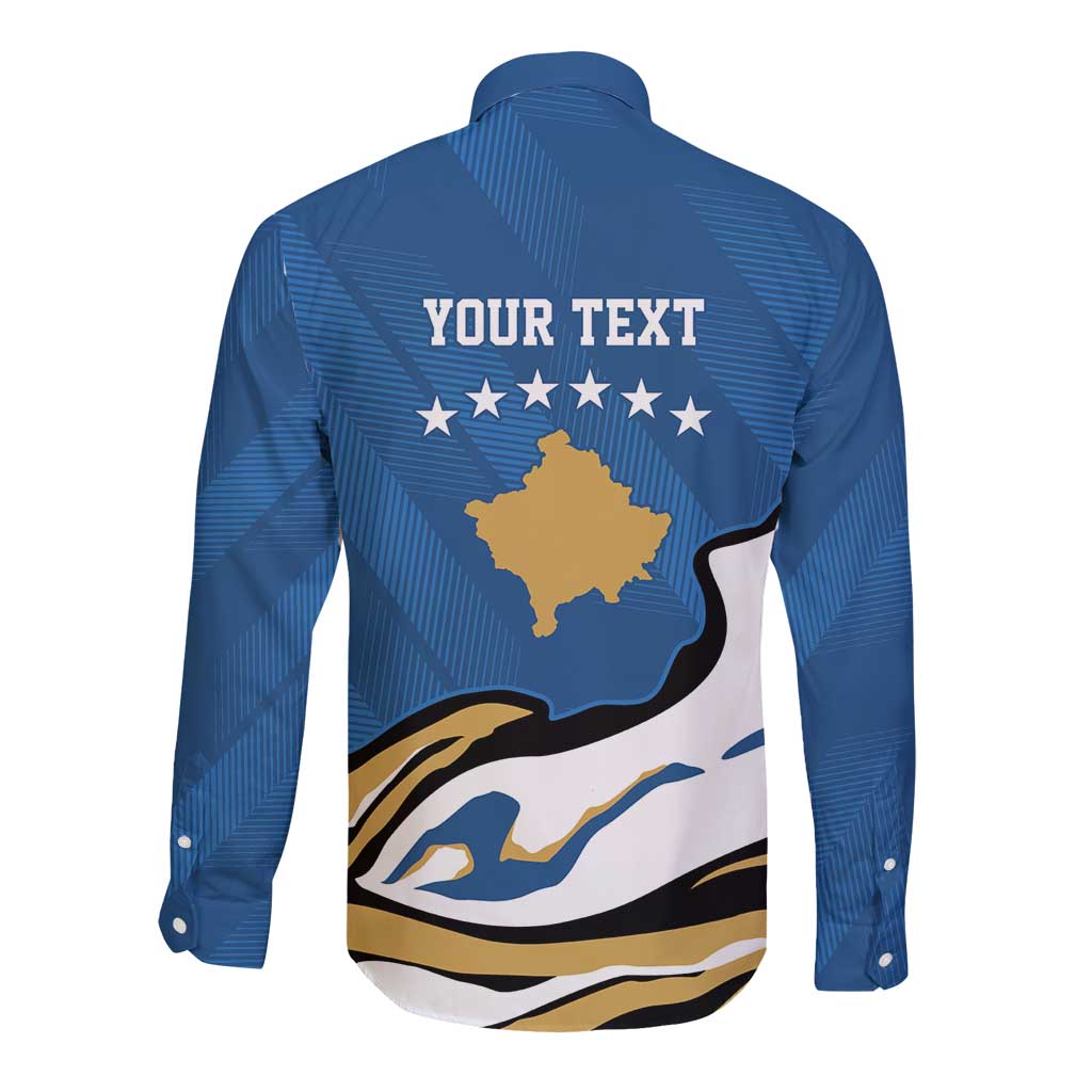 Personalized Kosova Nje Komb Nje Gjak Long Sleeve Button Shirt Kosova 383 Independent Sice 2008 - Wonder Print Shop