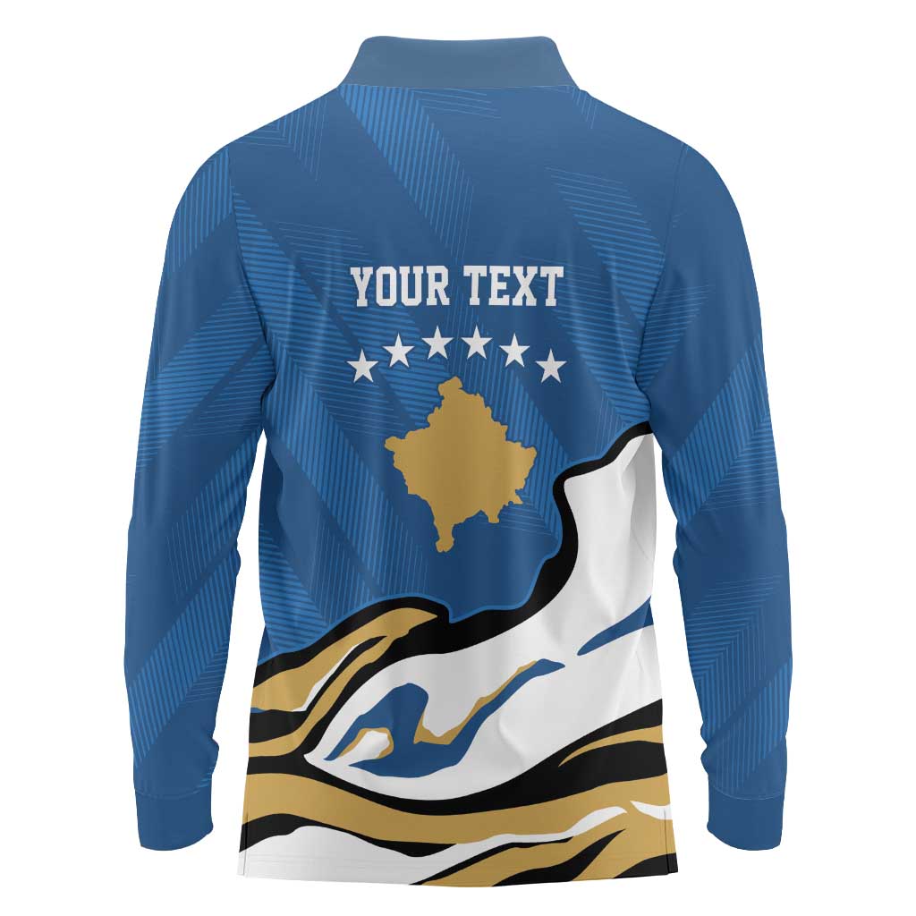 Personalized Kosova Nje Komb Nje Gjak Long Sleeve Polo Shirt Kosova 383 Independent Sice 2008 - Wonder Print Shop
