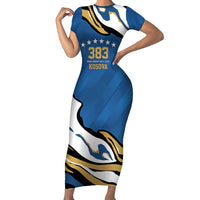 Personalized Kosova Nje Komb Nje Gjak Short Sleeve Bodycon Dress Kosova 383 Independent Sice 2008 - Wonder Print Shop