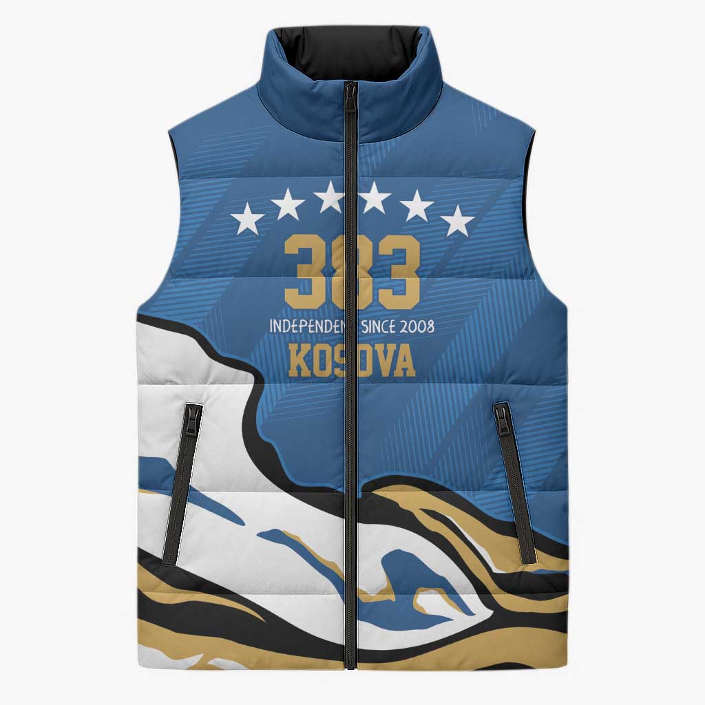 Personalized Kosova Nje Komb Nje Gjak Sleeveless Puffer Jacket Kosova 383 Independent Sice 2008 - Wonder Print Shop