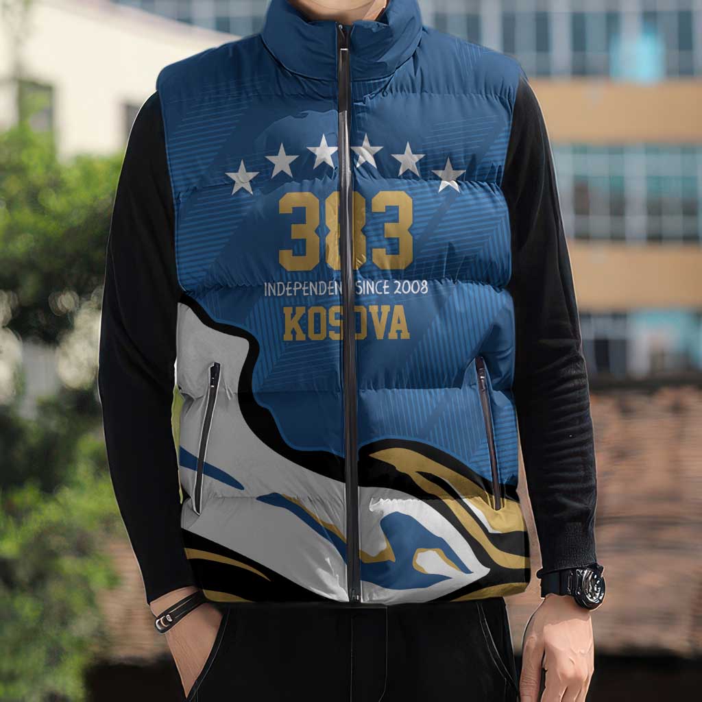 Personalized Kosova Nje Komb Nje Gjak Sleeveless Puffer Jacket Kosova 383 Independent Sice 2008 - Wonder Print Shop