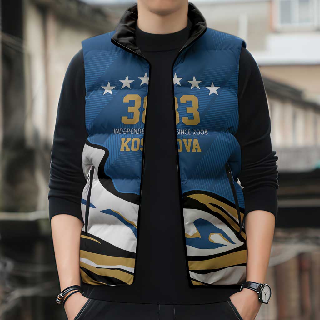Personalized Kosova Nje Komb Nje Gjak Sleeveless Puffer Jacket Kosova 383 Independent Sice 2008 - Wonder Print Shop