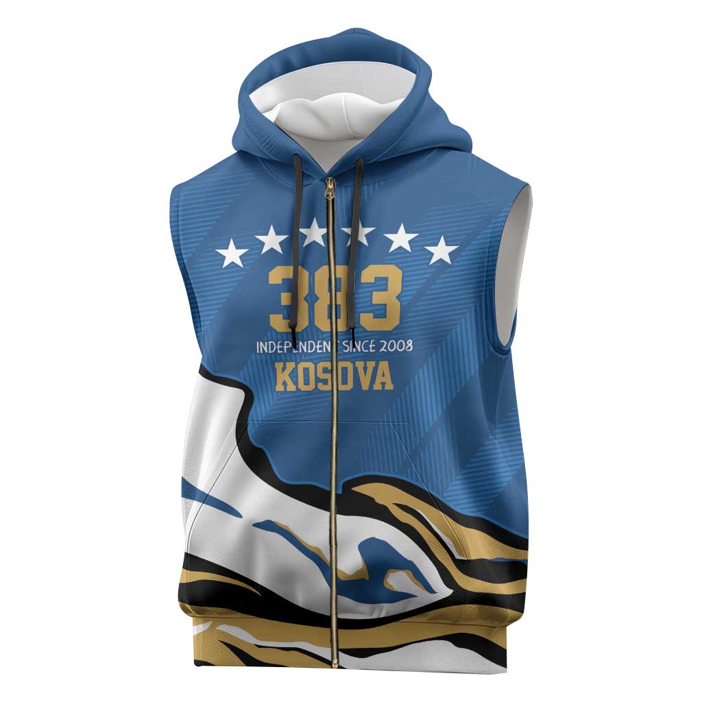 Personalized Kosova Nje Komb Nje Gjak Sleeveless Zip Hoodie Kosova 383 Independent Sice 2008 - Wonder Print Shop