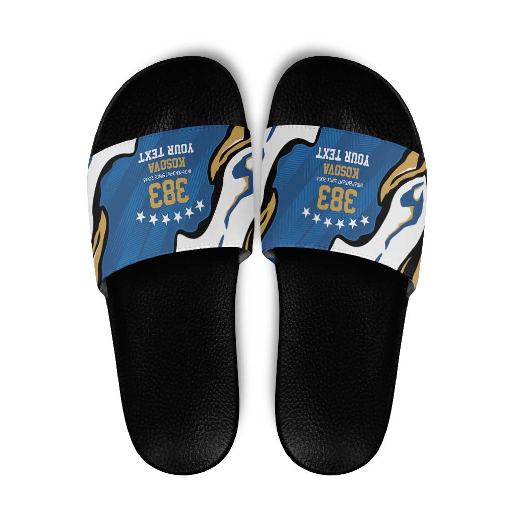 Personalized Kosova Nje Komb Nje Gjak Slide Sandals Kosova 383 Independent Sice 2008 - Wonder Print Shop