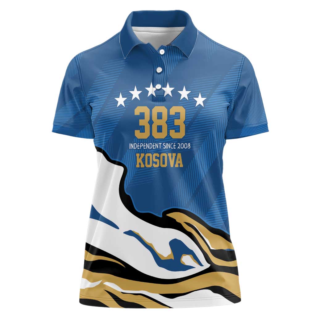 Personalized Kosova Nje Komb Nje Gjak Women Polo Shirt Kosova 383 Independent Sice 2008 - Wonder Print Shop