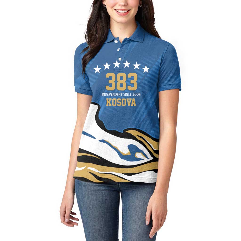 Personalized Kosova Nje Komb Nje Gjak Women Polo Shirt Kosova 383 Independent Sice 2008 - Wonder Print Shop