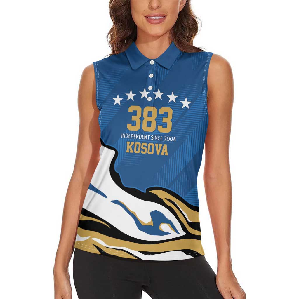 Personalized Kosova Nje Komb Nje Gjak Women Sleeveless Polo Shirt Kosova 383 Independent Sice 2008 - Wonder Print Shop