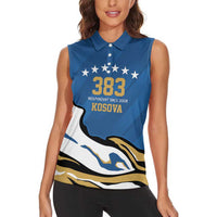 Personalized Kosova Nje Komb Nje Gjak Women Sleeveless Polo Shirt Kosova 383 Independent Sice 2008 - Wonder Print Shop