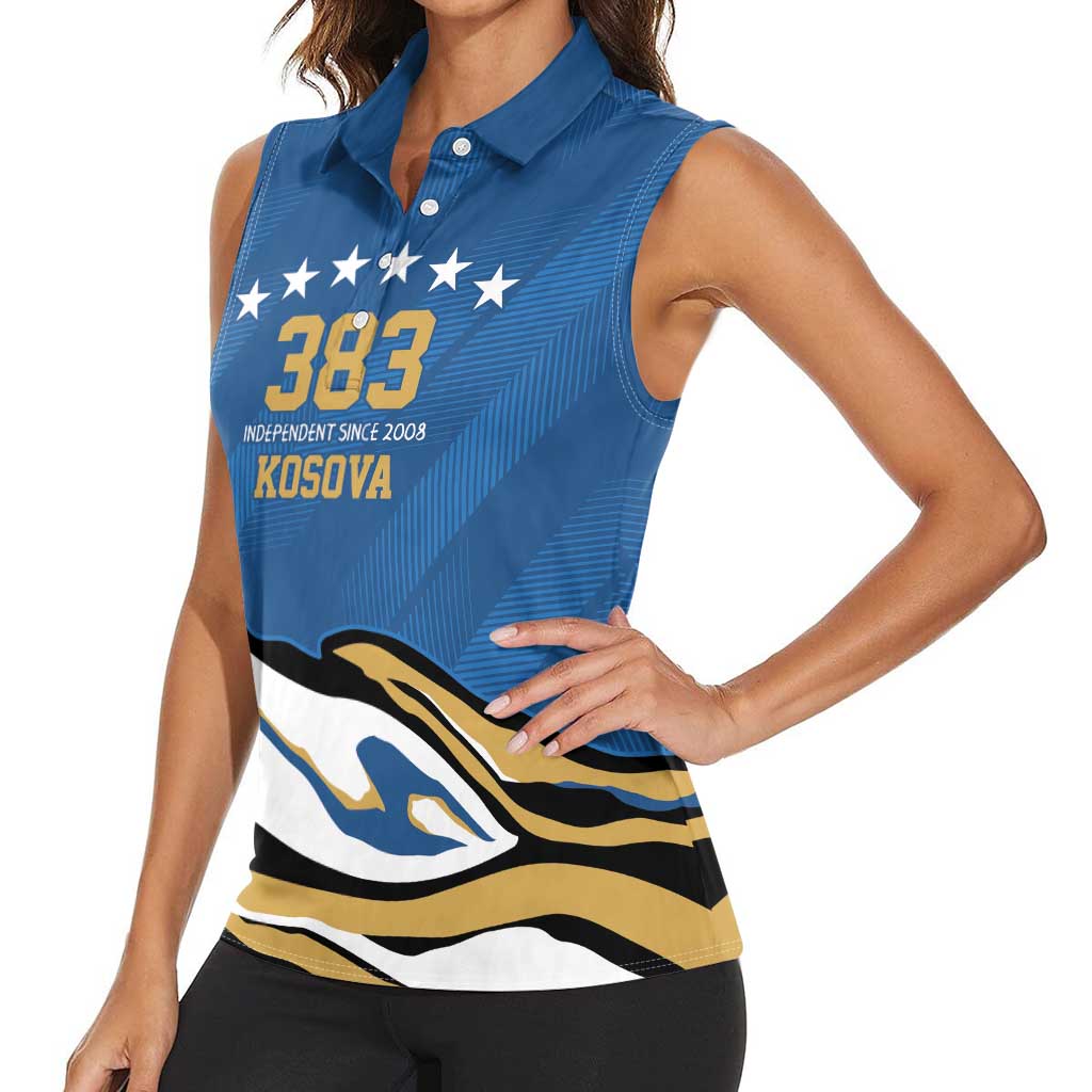 Personalized Kosova Nje Komb Nje Gjak Women Sleeveless Polo Shirt Kosova 383 Independent Sice 2008 - Wonder Print Shop