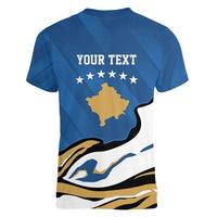 Personalized Kosova Nje Komb Nje Gjak Women V-Neck T-Shirt Kosova 383 Independent Sice 2008 - Wonder Print Shop