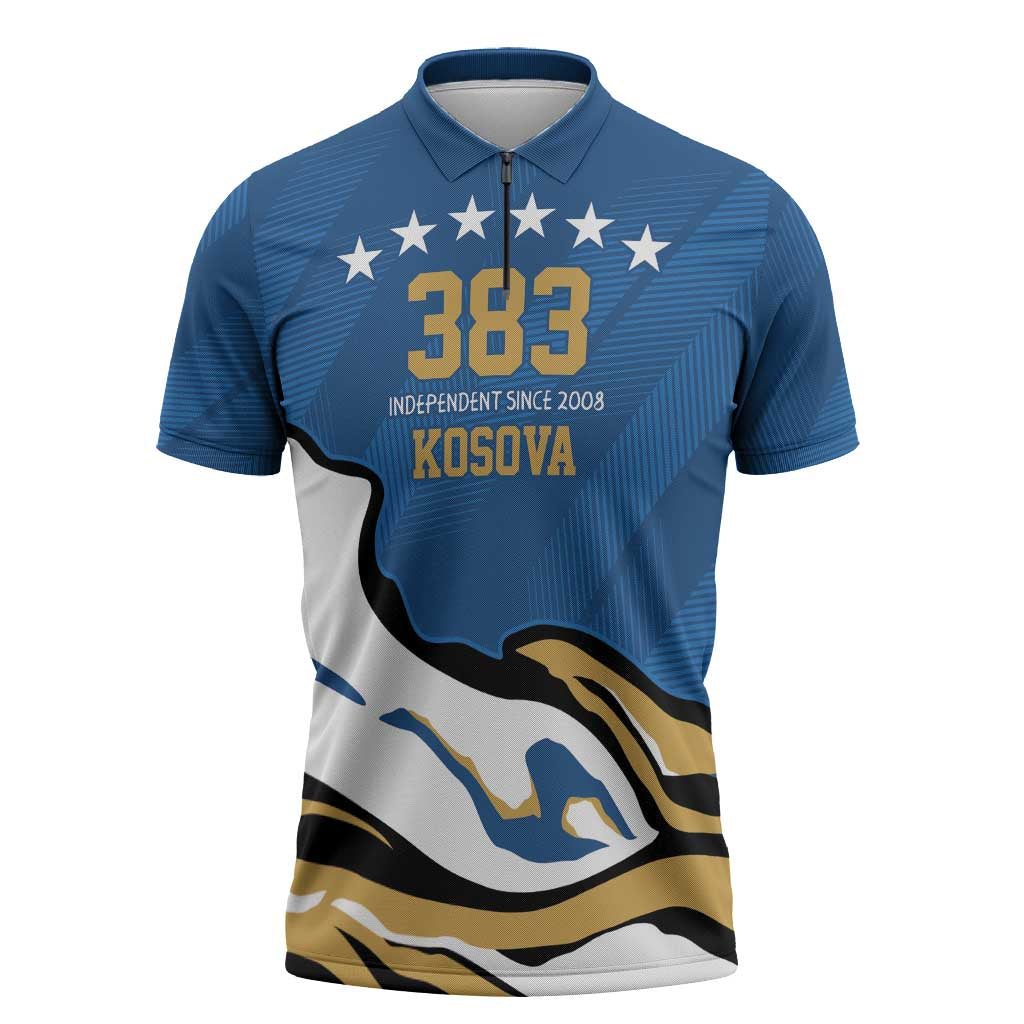 Personalized Kosova Nje Komb Nje Gjak Zipper Polo Shirt Kosova 383 Independent Sice 2008 - Wonder Print Shop