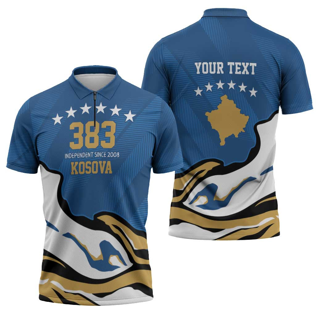 Personalized Kosova Nje Komb Nje Gjak Zipper Polo Shirt Kosova 383 Independent Sice 2008 - Wonder Print Shop