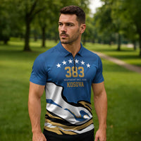 Personalized Kosova Nje Komb Nje Gjak Zipper Polo Shirt Kosova 383 Independent Sice 2008 - Wonder Print Shop