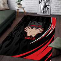 Personalized Shqipe Albania Nation Flag Area Rug Kuq E Zi Tiranaproud Albanian - Wonder Print Shop