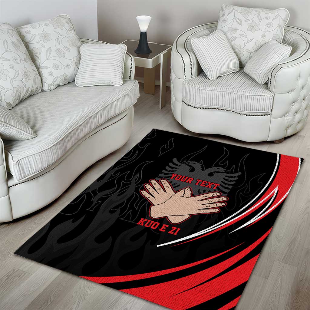 Personalized Shqipe Albania Nation Flag Area Rug Kuq E Zi Tiranaproud Albanian - Wonder Print Shop