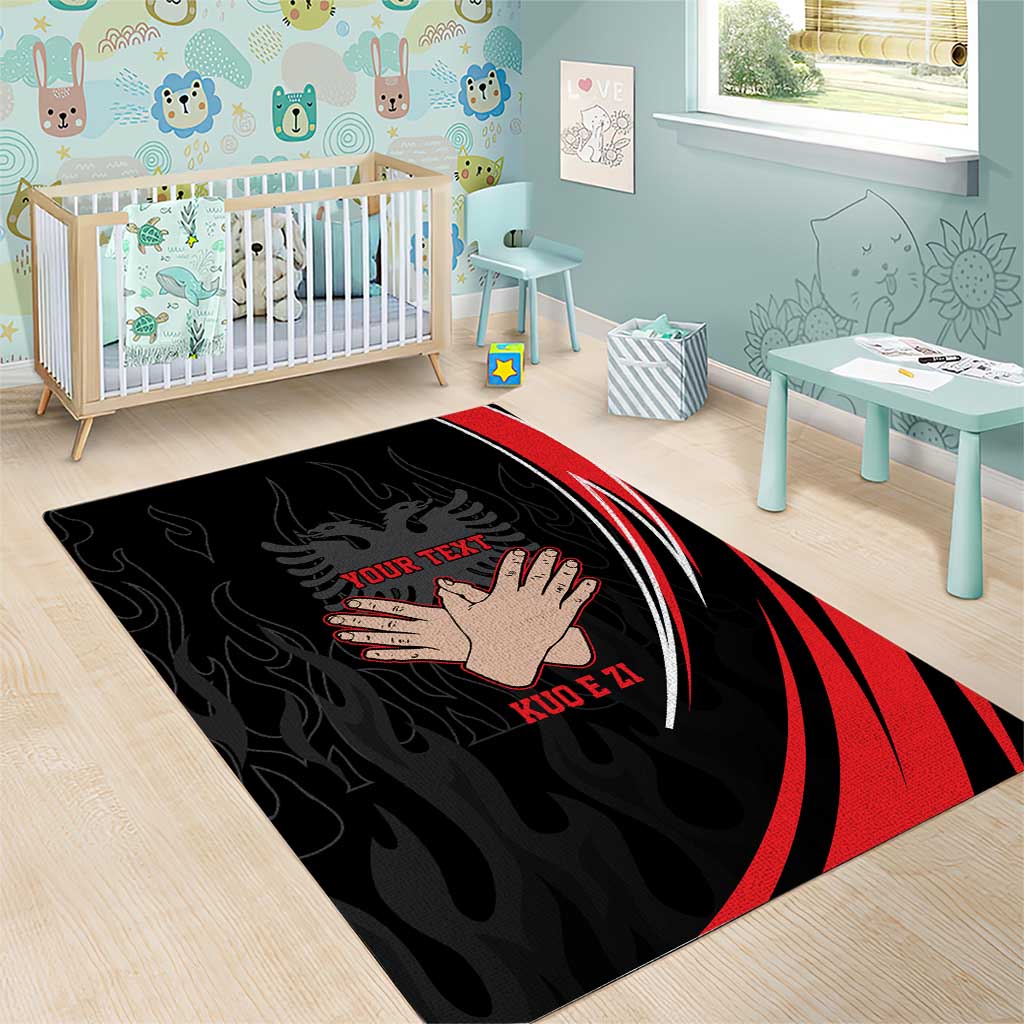 Personalized Shqipe Albania Nation Flag Area Rug Kuq E Zi Tiranaproud Albanian - Wonder Print Shop