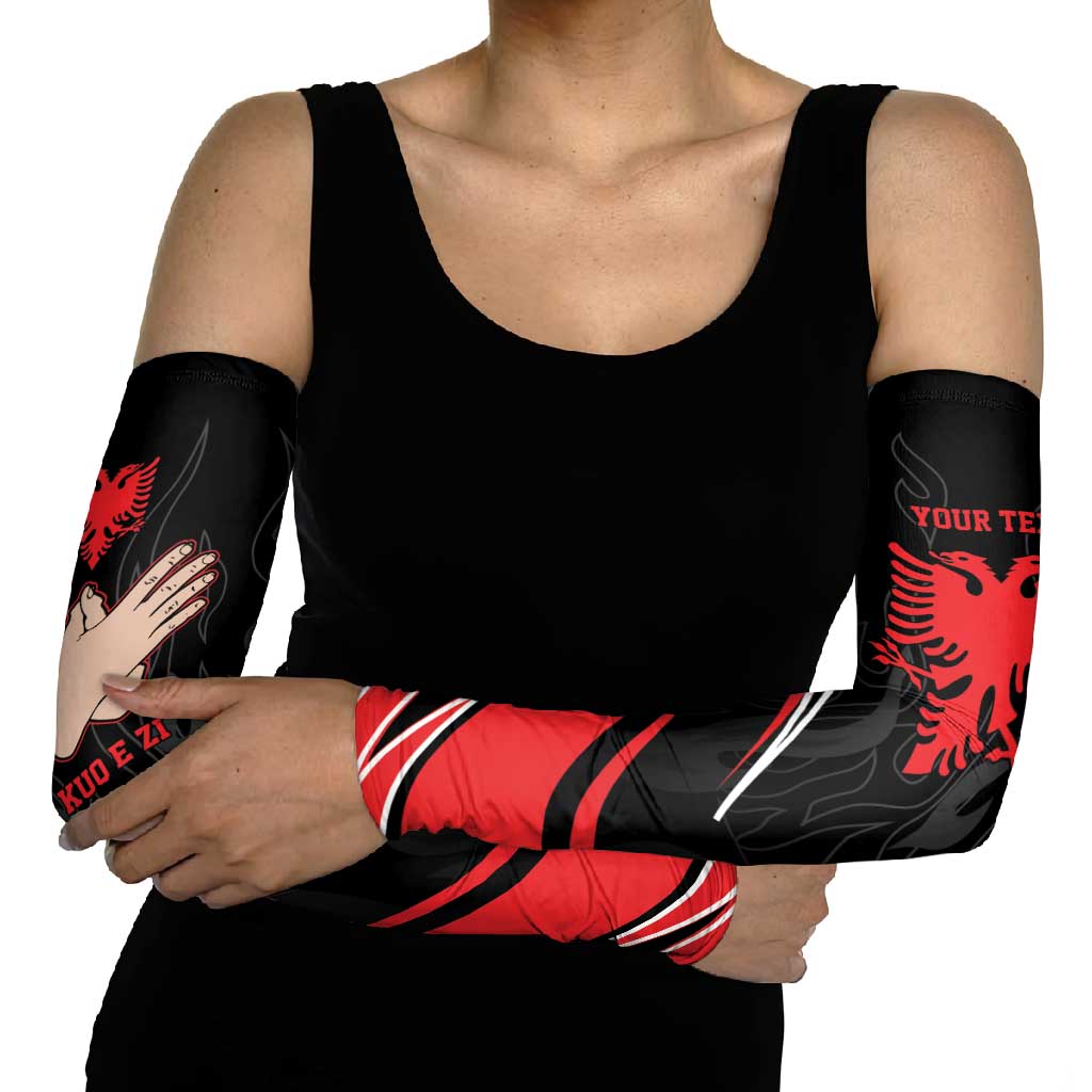 Personalized Shqipe Albania Nation Flag Arm Sleeves Kuq E Zi Tiranaproud Albanian - Wonder Print Shop