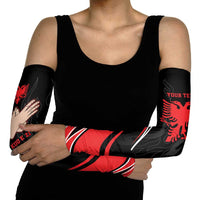 Personalized Shqipe Albania Nation Flag Arm Sleeves Kuq E Zi Tiranaproud Albanian - Wonder Print Shop