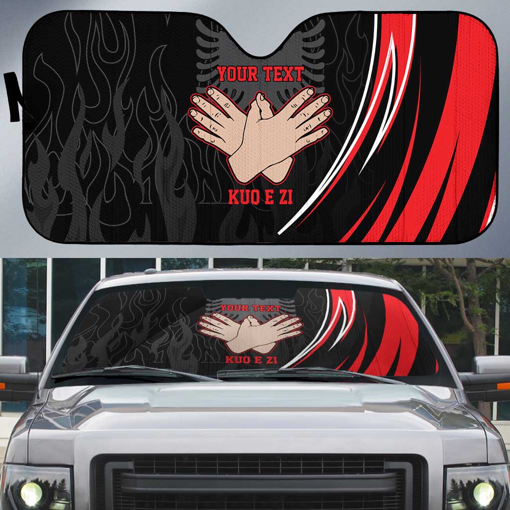 Personalized Shqipe Albania Nation Flag Auto Sun Shade Kuq E Zi Tiranaproud Albanian - Wonder Print Shop