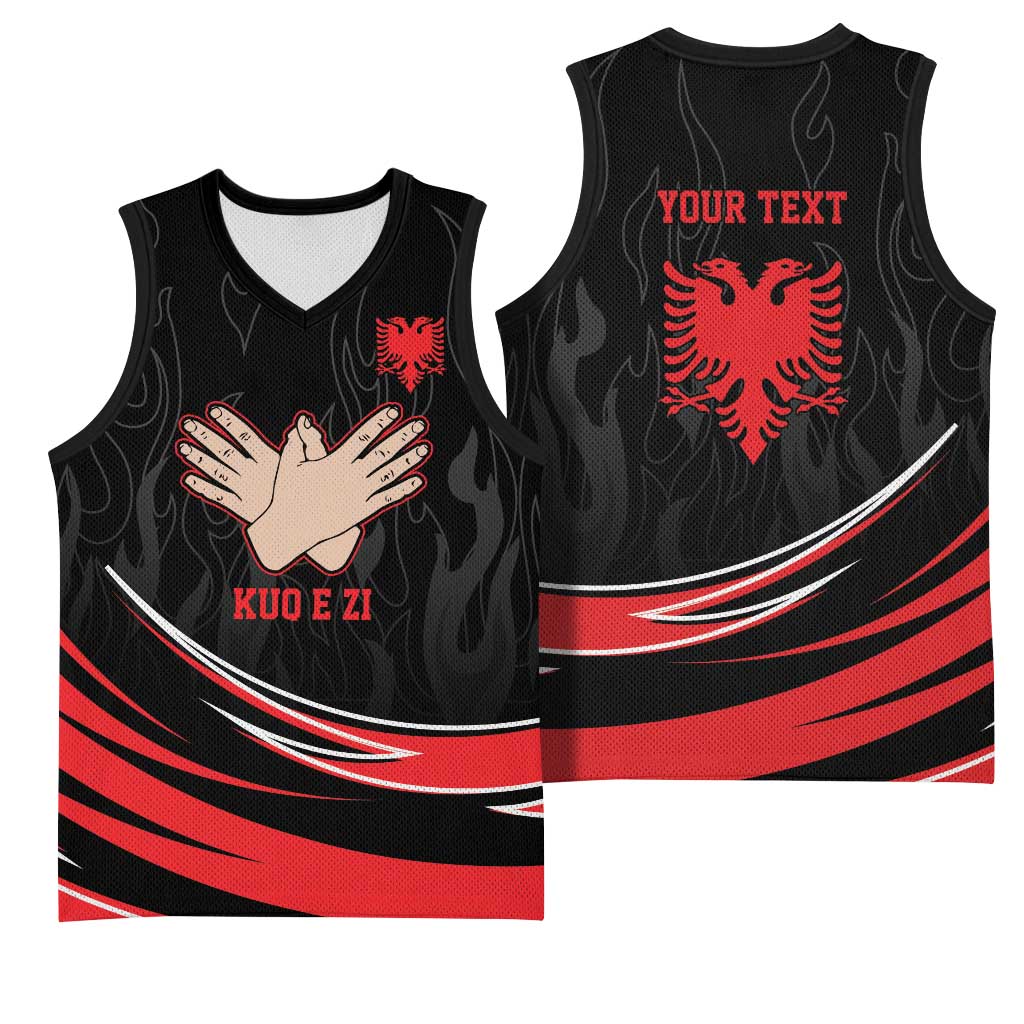 Personalized Shqipe Albania Nation Flag Basketball Jersey Kuq E Zi Tiranaproud Albanian - Wonder Print Shop