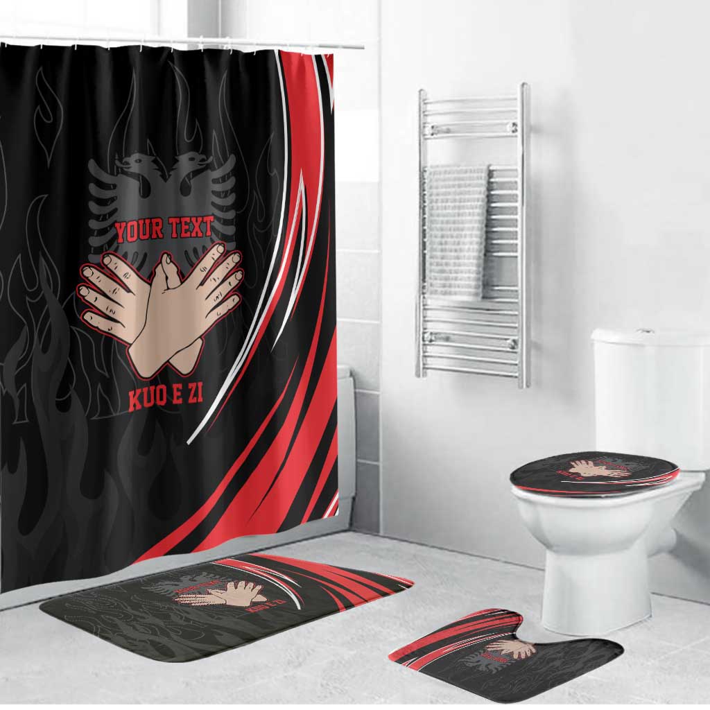 Personalized Shqipe Albania Nation Flag Bathroom Set Kuq E Zi Tiranaproud Albanian - Wonder Print Shop