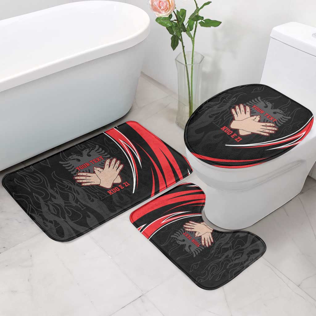 Personalized Shqipe Albania Nation Flag Bathroom Set Kuq E Zi Tiranaproud Albanian - Wonder Print Shop