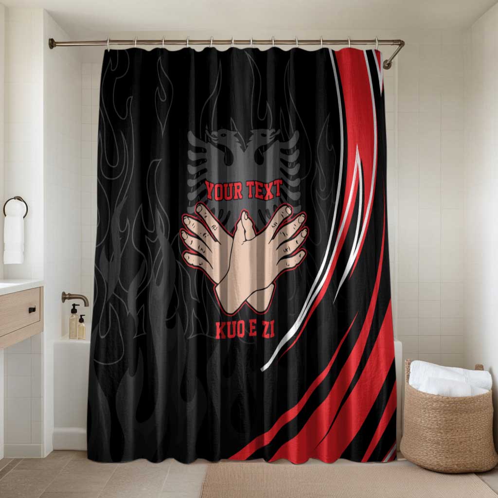 Personalized Shqipe Albania Nation Flag Bathroom Set Kuq E Zi Tiranaproud Albanian - Wonder Print Shop
