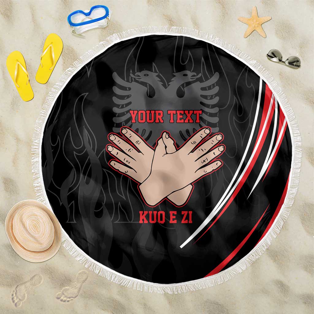 Personalized Shqipe Albania Nation Flag Beach Blanket Kuq E Zi Tiranaproud Albanian - Wonder Print Shop