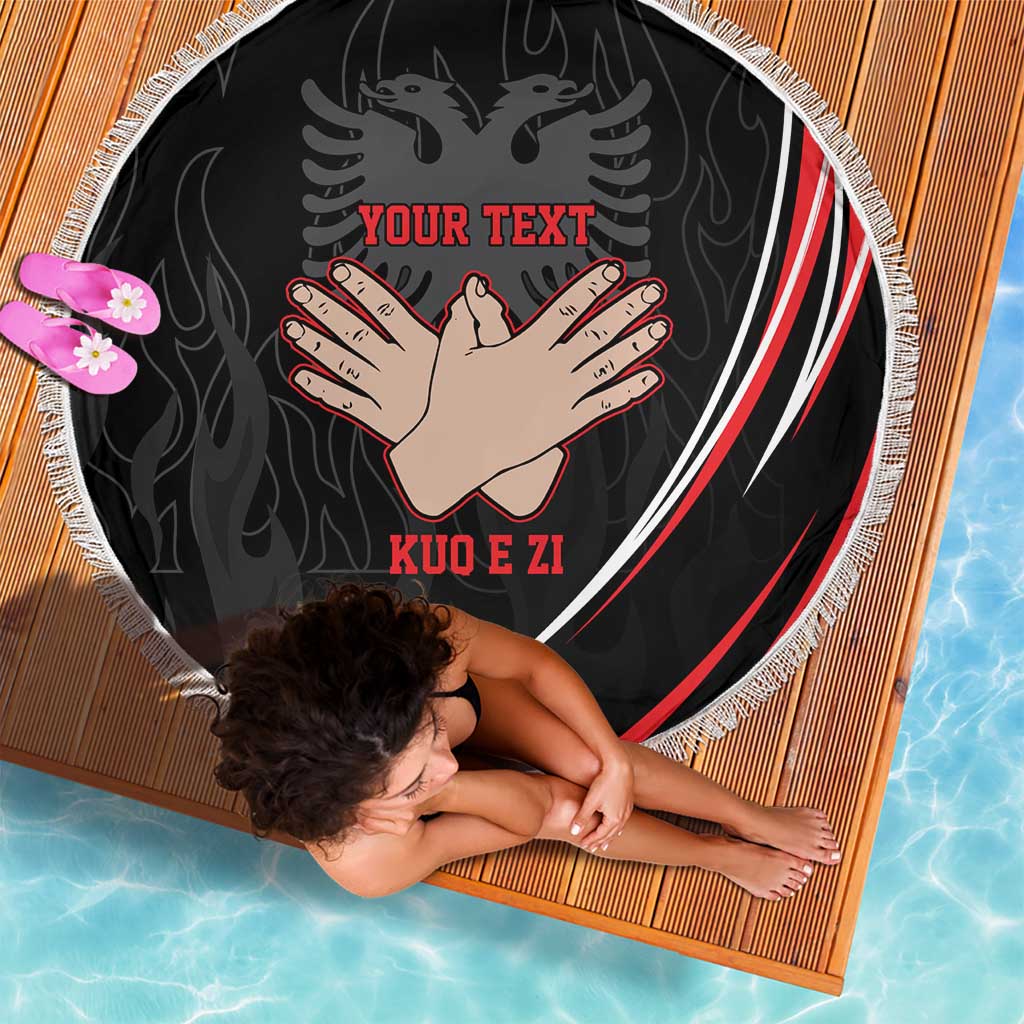 Personalized Shqipe Albania Nation Flag Beach Blanket Kuq E Zi Tiranaproud Albanian - Wonder Print Shop
