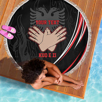 Personalized Shqipe Albania Nation Flag Beach Blanket Kuq E Zi Tiranaproud Albanian - Wonder Print Shop