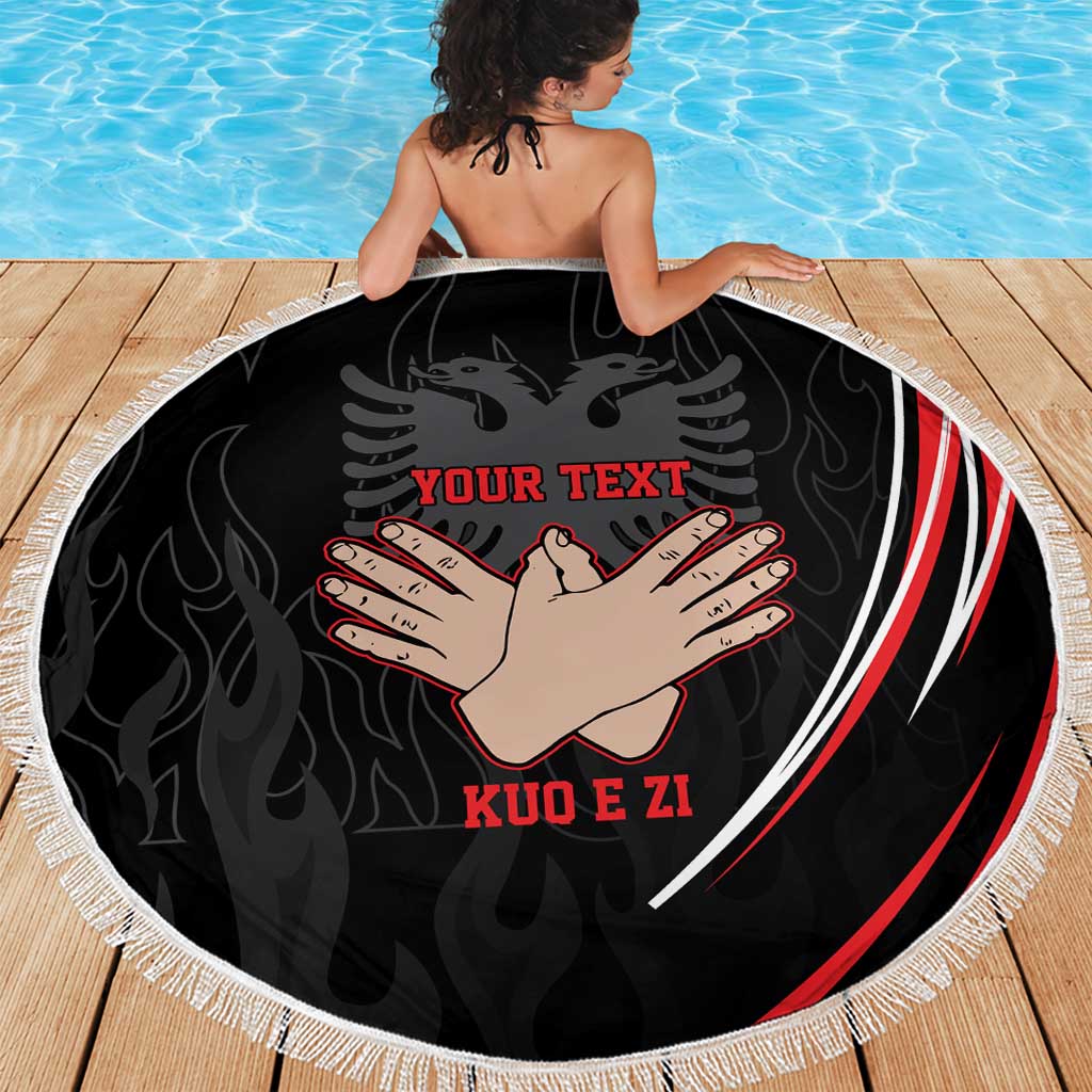 Personalized Shqipe Albania Nation Flag Beach Blanket Kuq E Zi Tiranaproud Albanian - Wonder Print Shop
